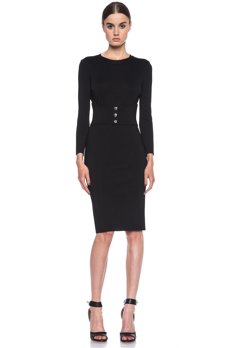 Givenchy Structured Jersey Fitted Dress with Corset Belt in Black | FWRD