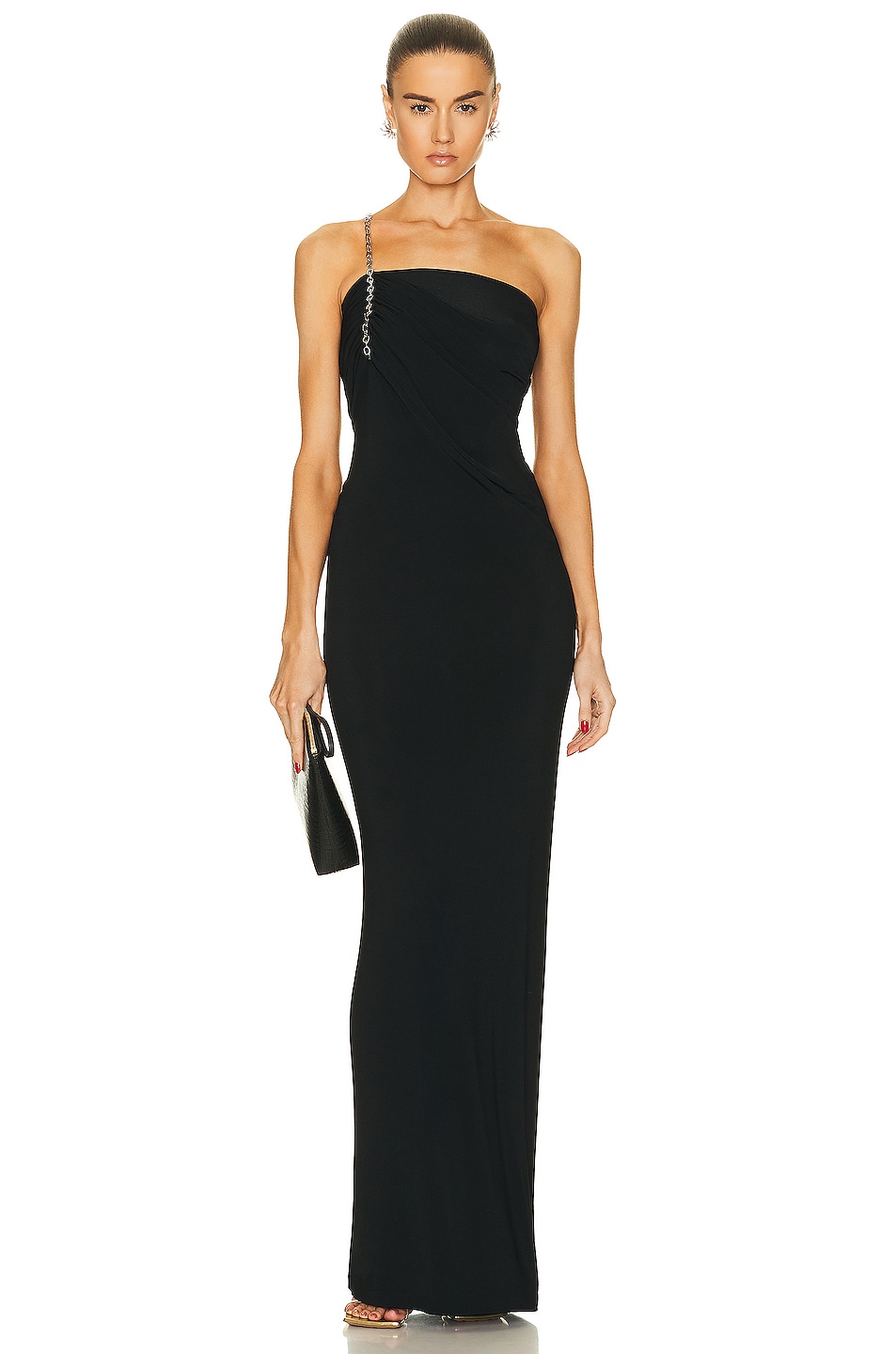 Givenchy Asymmetric Draped Bustier Gown in Black | FWRD