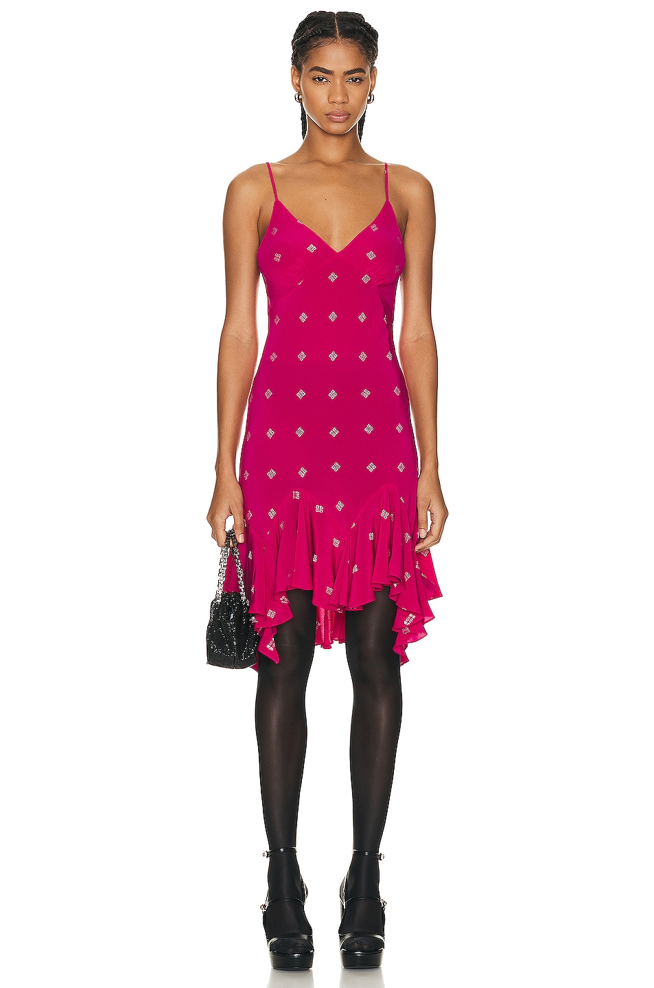 Image 1 of Givenchy Ruffle Mini Dress in Fuchsia