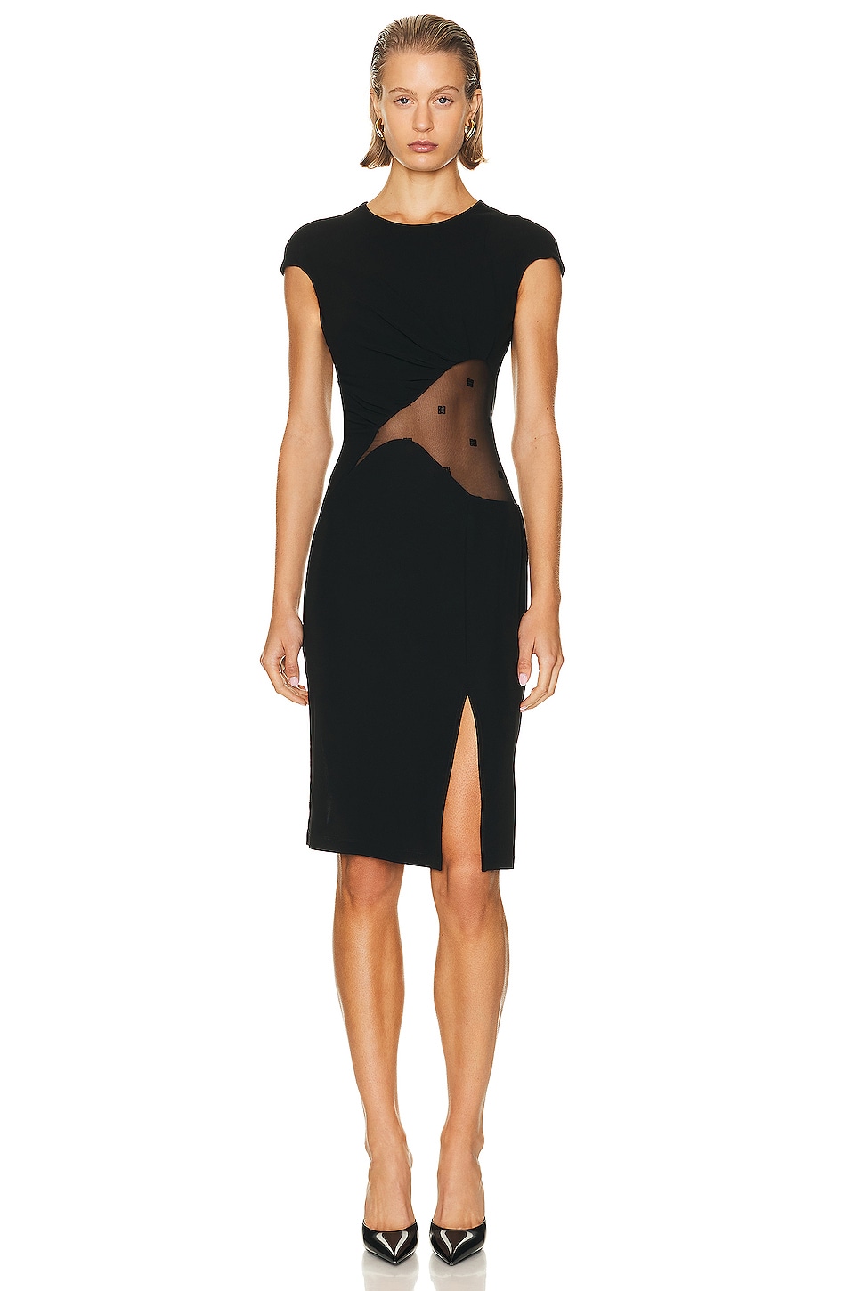 Image 1 of Givenchy Tubino Lace Cut Out Dress in Black