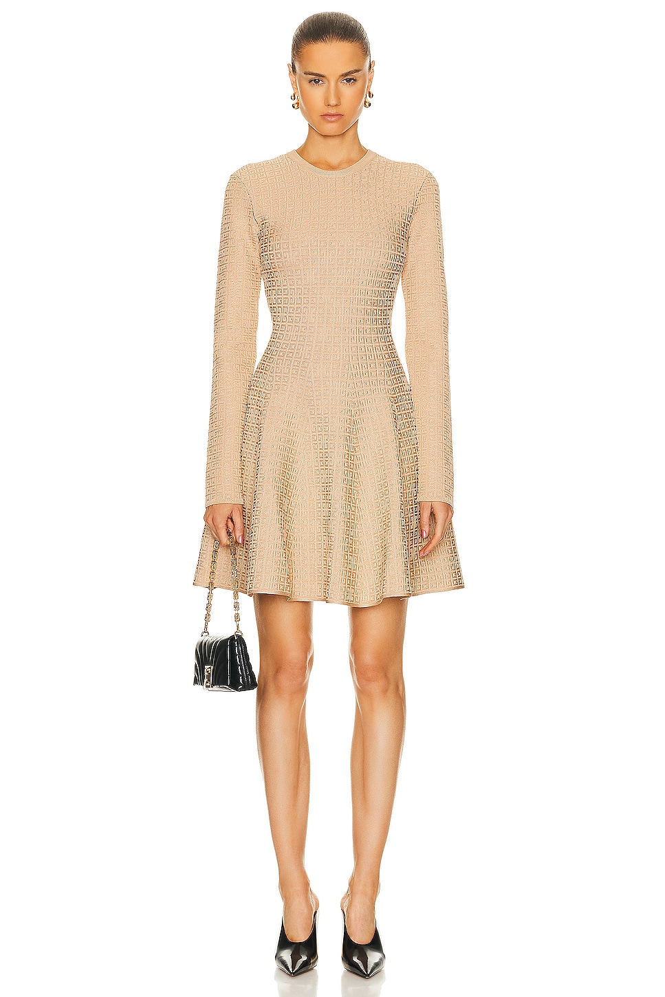 Image 1 of Givenchy Long Sleeve Short Dress in Tan