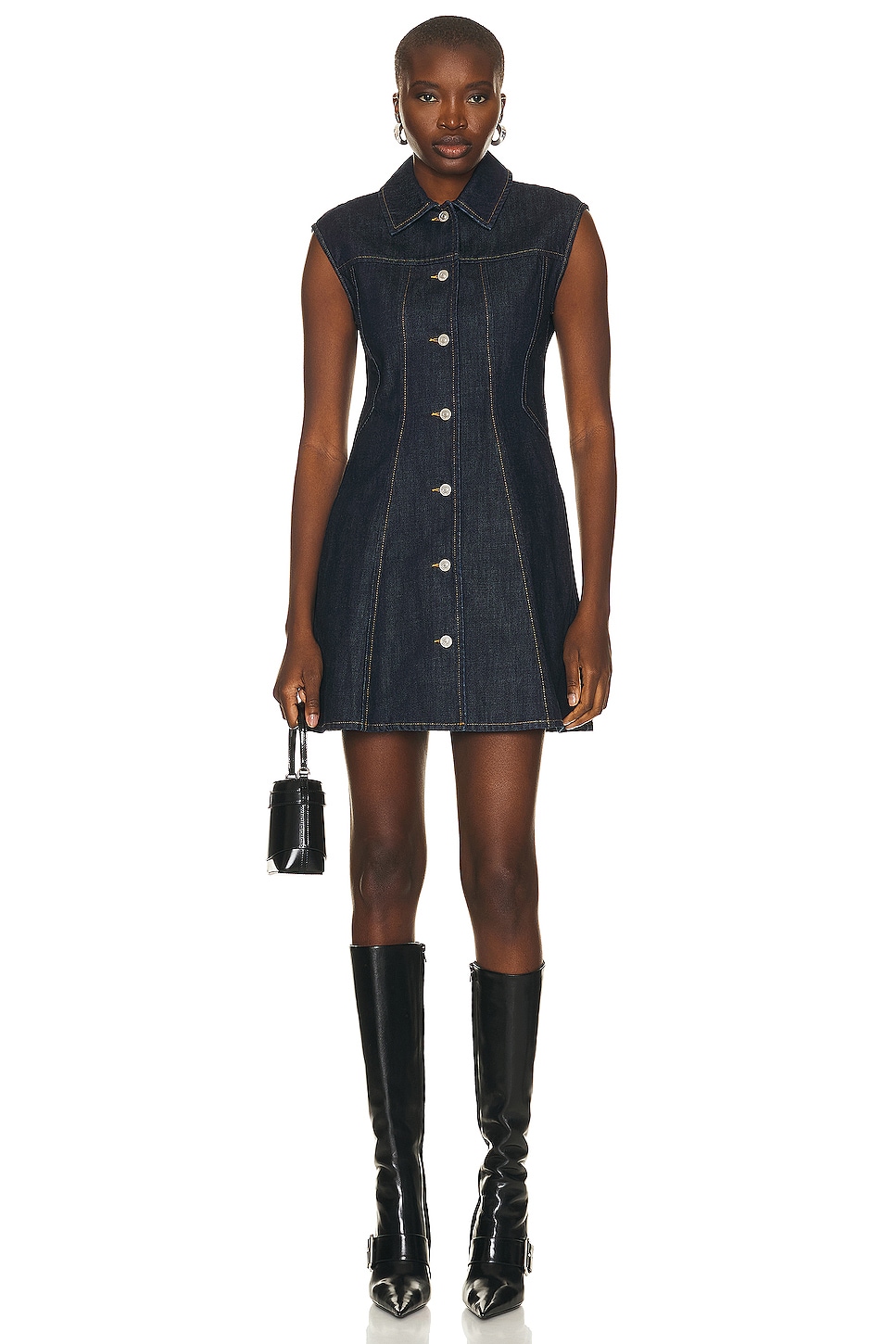 Image 1 of Givenchy Fitted Button Up Denim Dress in Indigo Blue