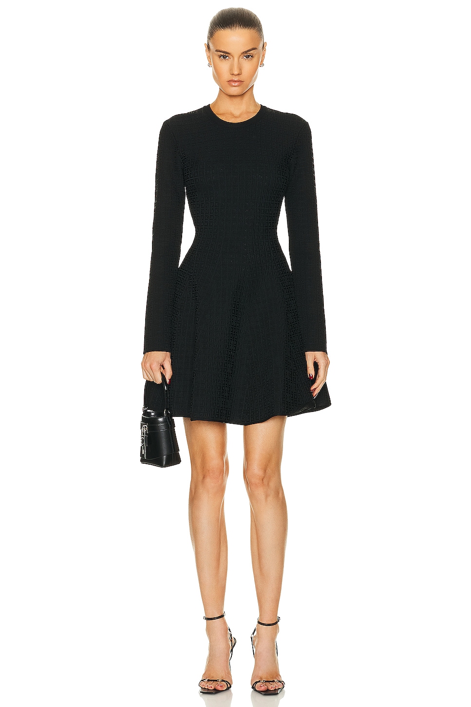 Image 1 of Givenchy Long Sleeve Short Dress in Black