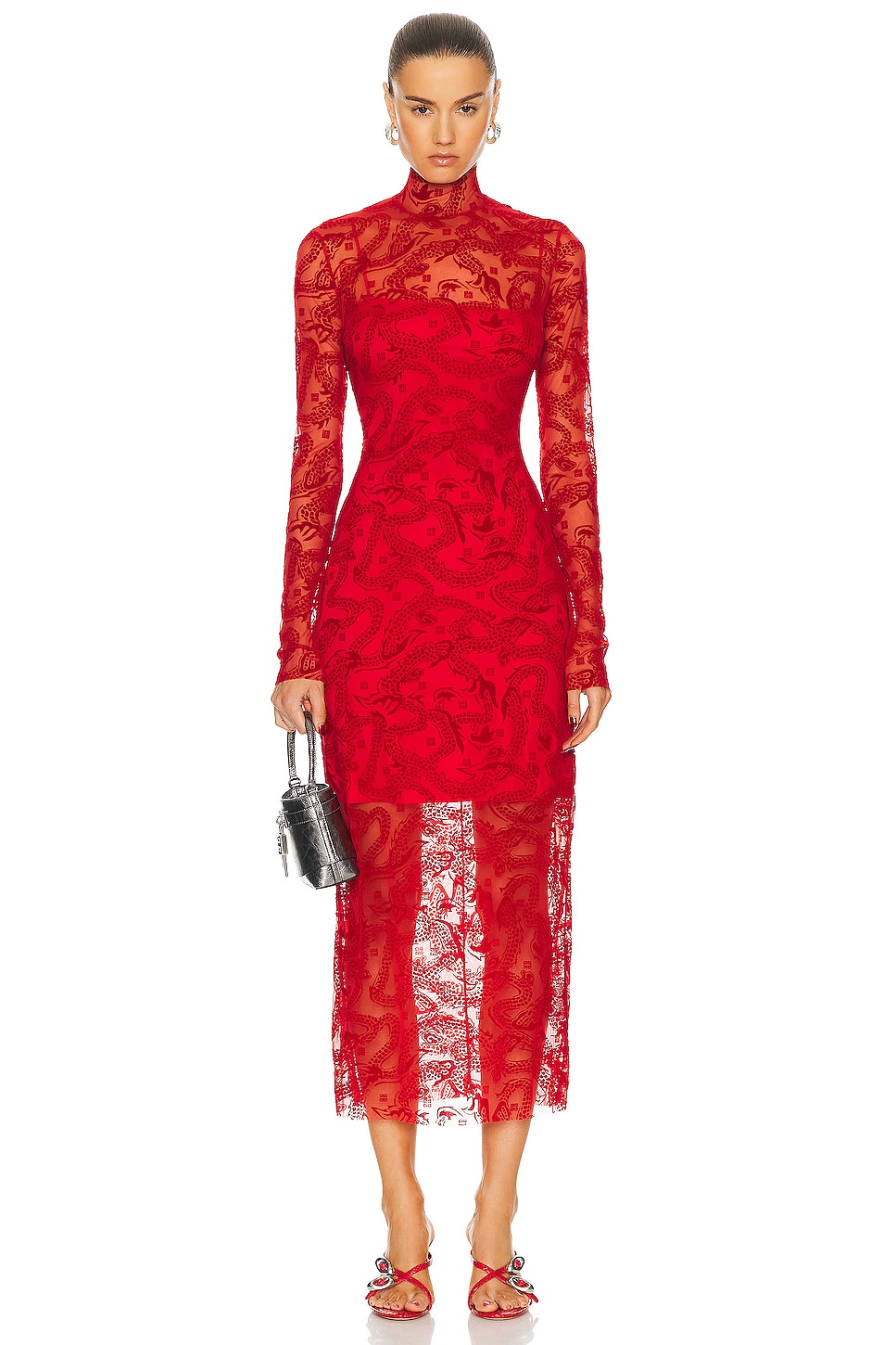 Image 1 of Givenchy Long Tulle Dress in Red