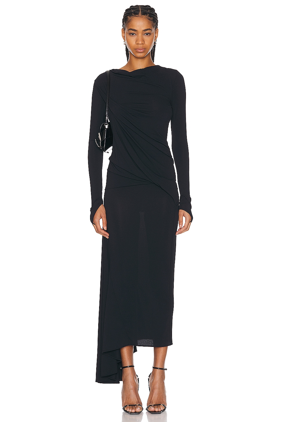Image 1 of Givenchy Asymmetrical Long Sleeve Dress in Black