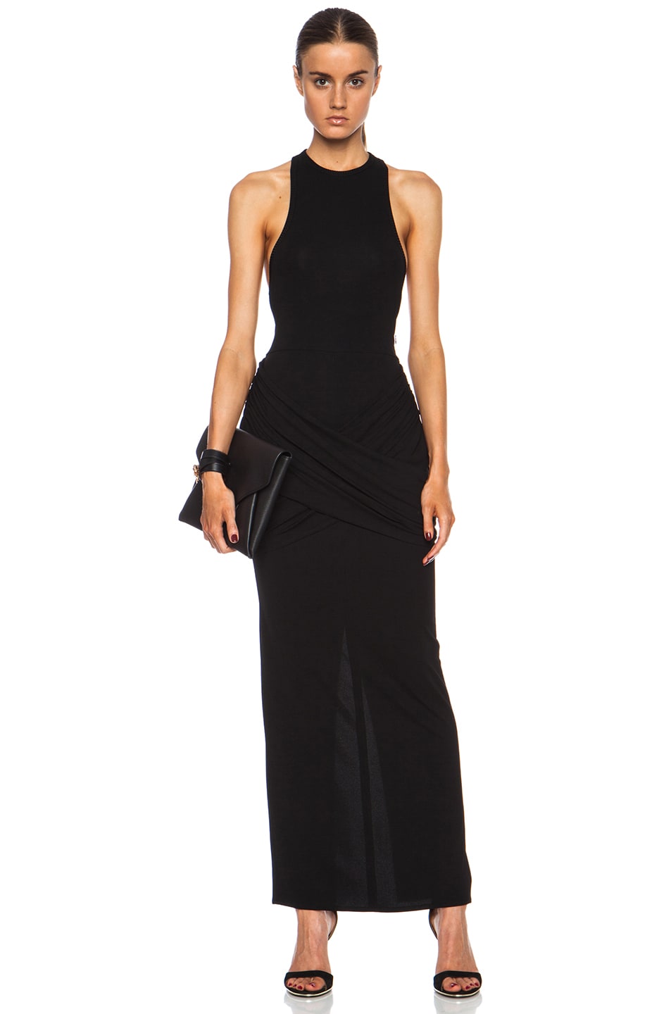 Givenchy Draped Jersey Viscose-Blend Dress in Black | FWRD