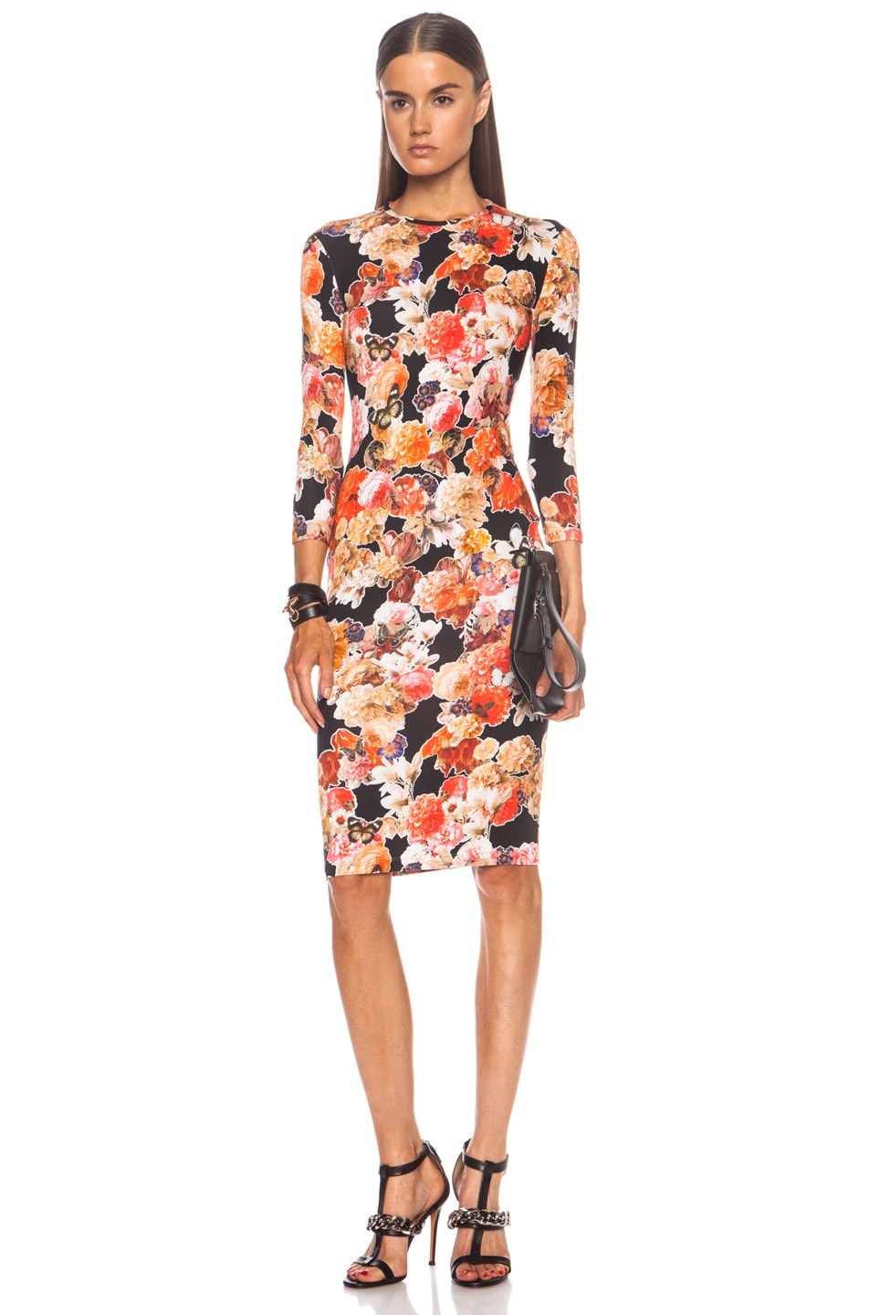 Image 1 of Givenchy Long Sleeve Floral Print Viscose-Blend Dress in Multi