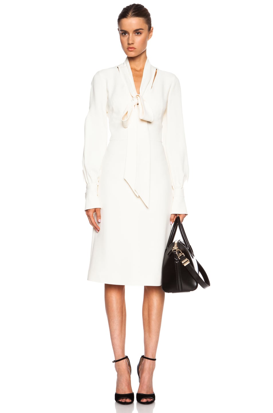 Image 1 of Givenchy Acetate-Blend Dress with Neck Tie in Cream