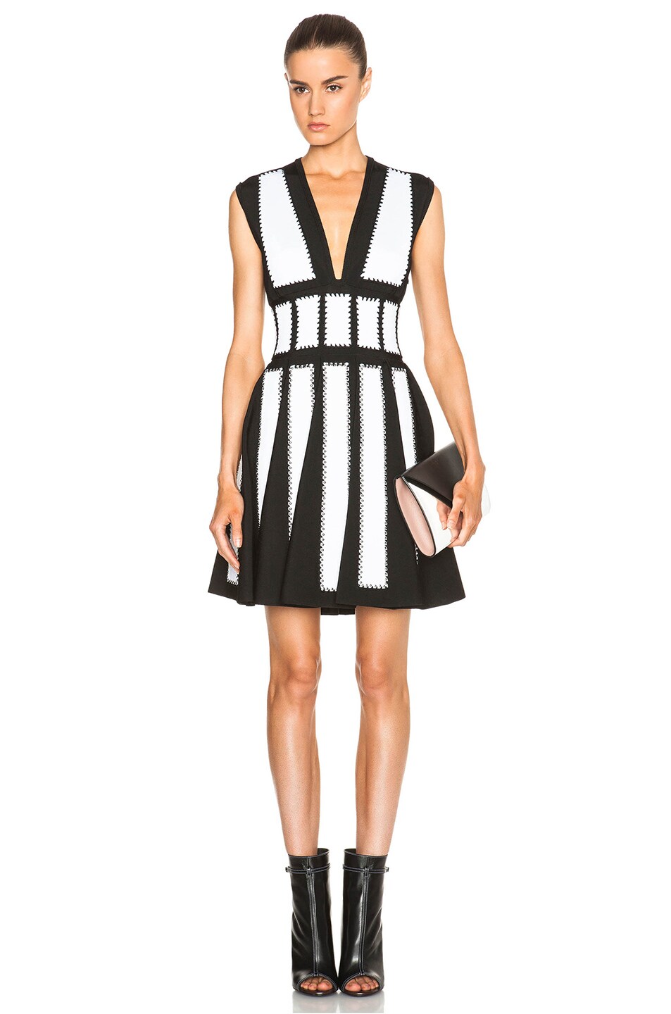 Image 1 of Givenchy Contrast Panel Stud Dress in Black & White