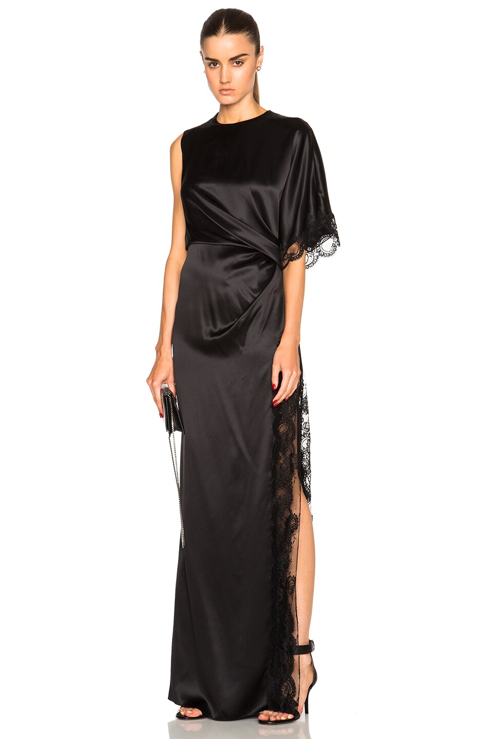 Image 1 of Givenchy Silk Satin and Lace Dress in Black