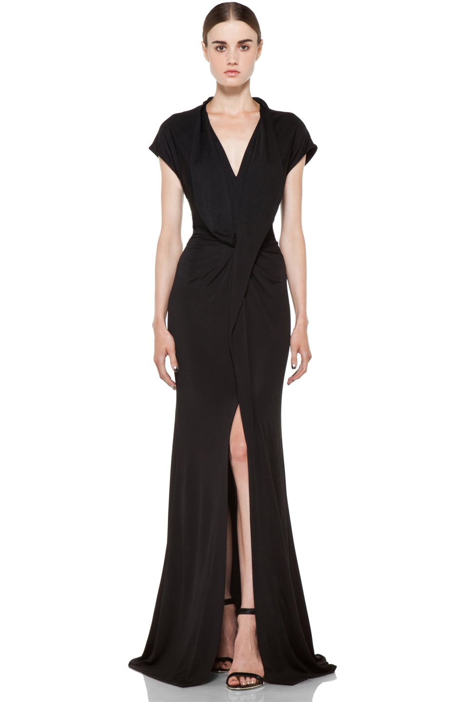 Givenchy Viscose Gown with Slit in Black | FWRD