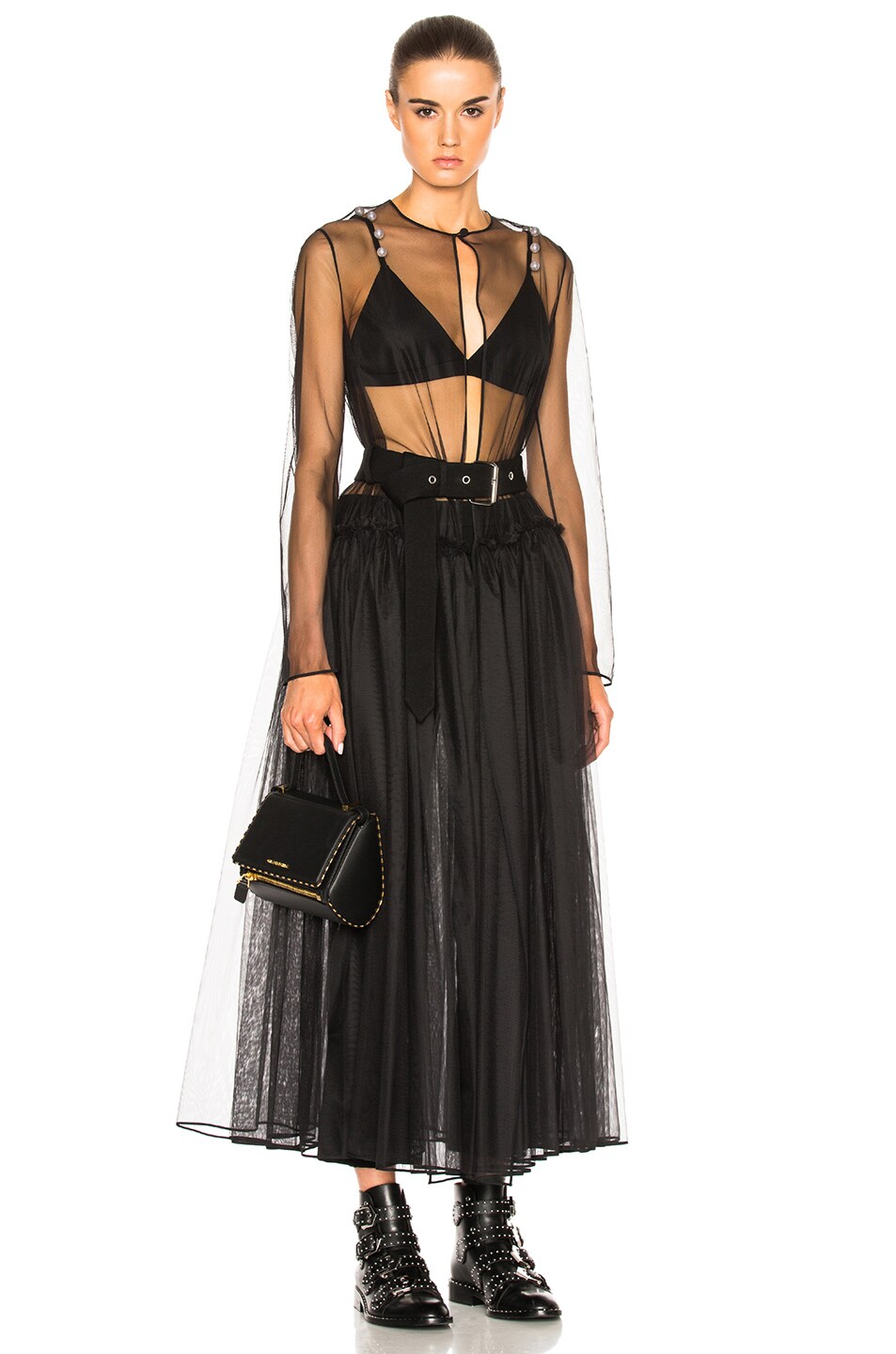 Image 1 of Givenchy Technical Tulle Dress With Belt in Black