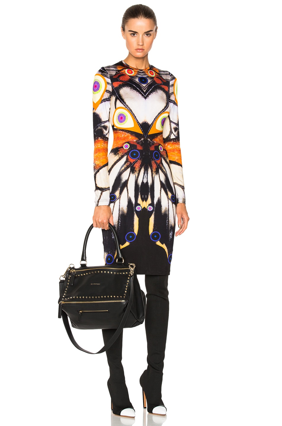 Image 1 of Givenchy Butterfly Print Long Sleeve Dress in Multi