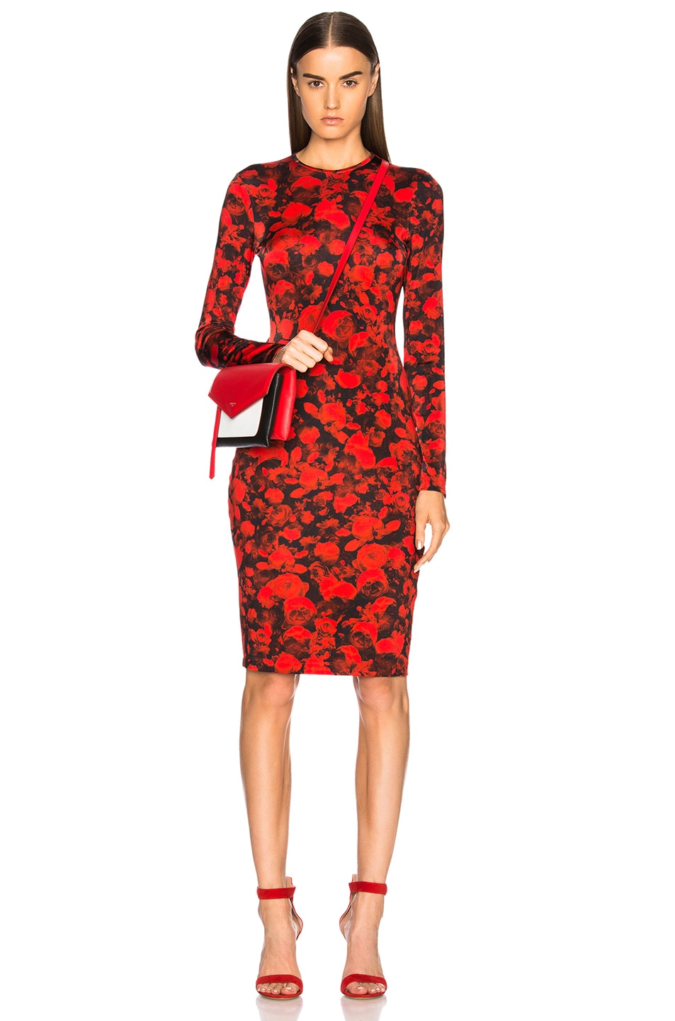 Image 1 of Givenchy Printed Midi Dress in Bright Red