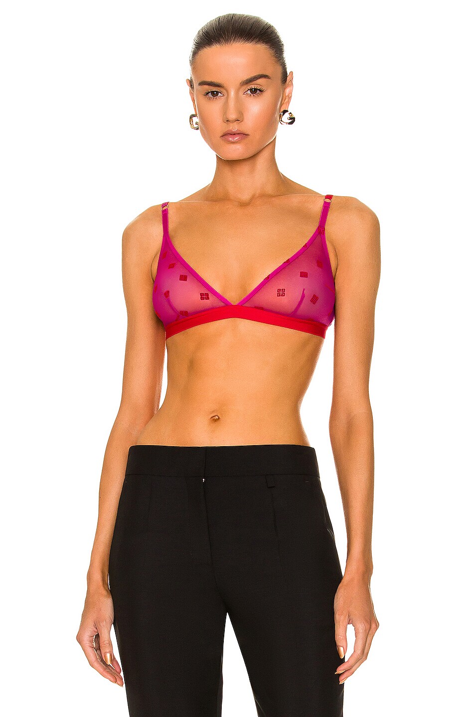 Image 1 of Givenchy 4G Logo Jacquard Bra in Pink & Red
