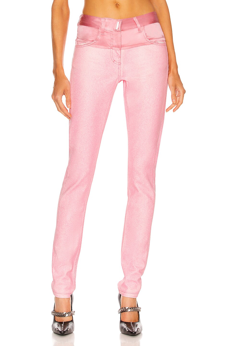 Image 1 of Givenchy Glitter Denim Slim Jean in Candy Pink