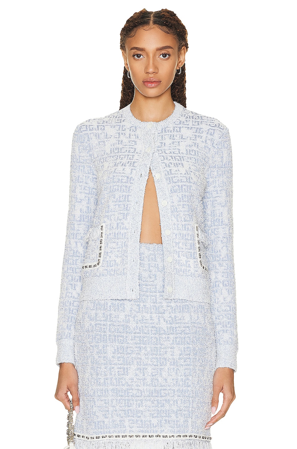 Givenchy Cropped Cardigan in Blue & White | FWRD