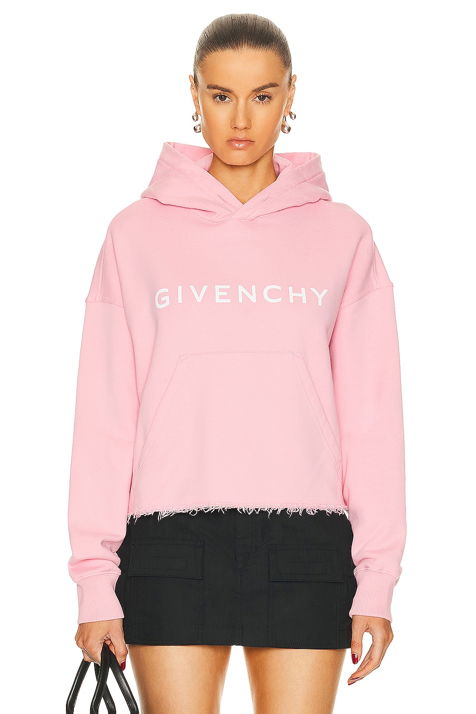 Image 1 of Givenchy Cropped Hoodie Sweatshirt in Flamingo