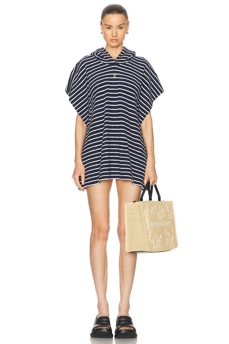 Image 1 of Givenchy Poncho in Navy & Natural