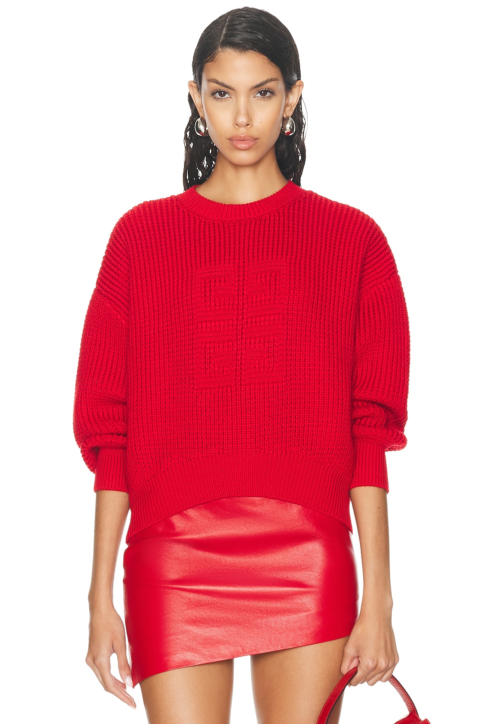 Shop Givenchy Cropped Crewneck Sweater In Red