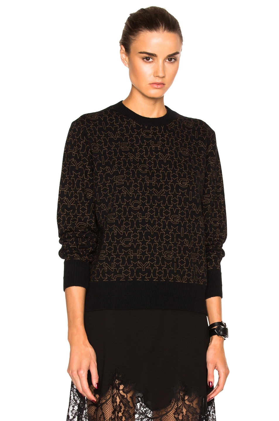 Image 1 of Givenchy Logo Printed Sweater in Black