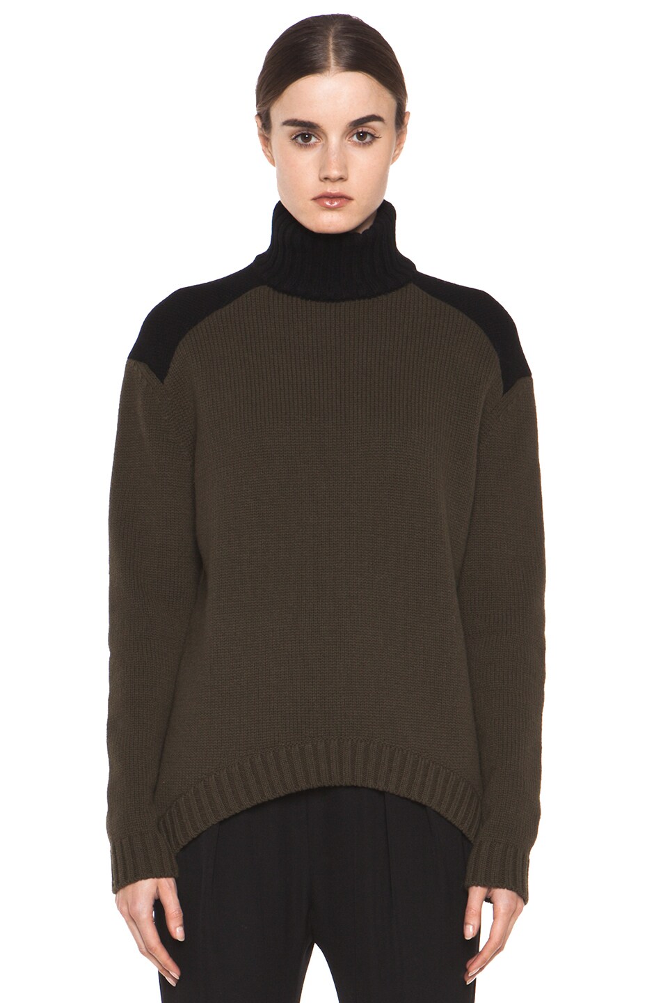 Image 1 of Givenchy Contrast Turtleneck in Dark Green