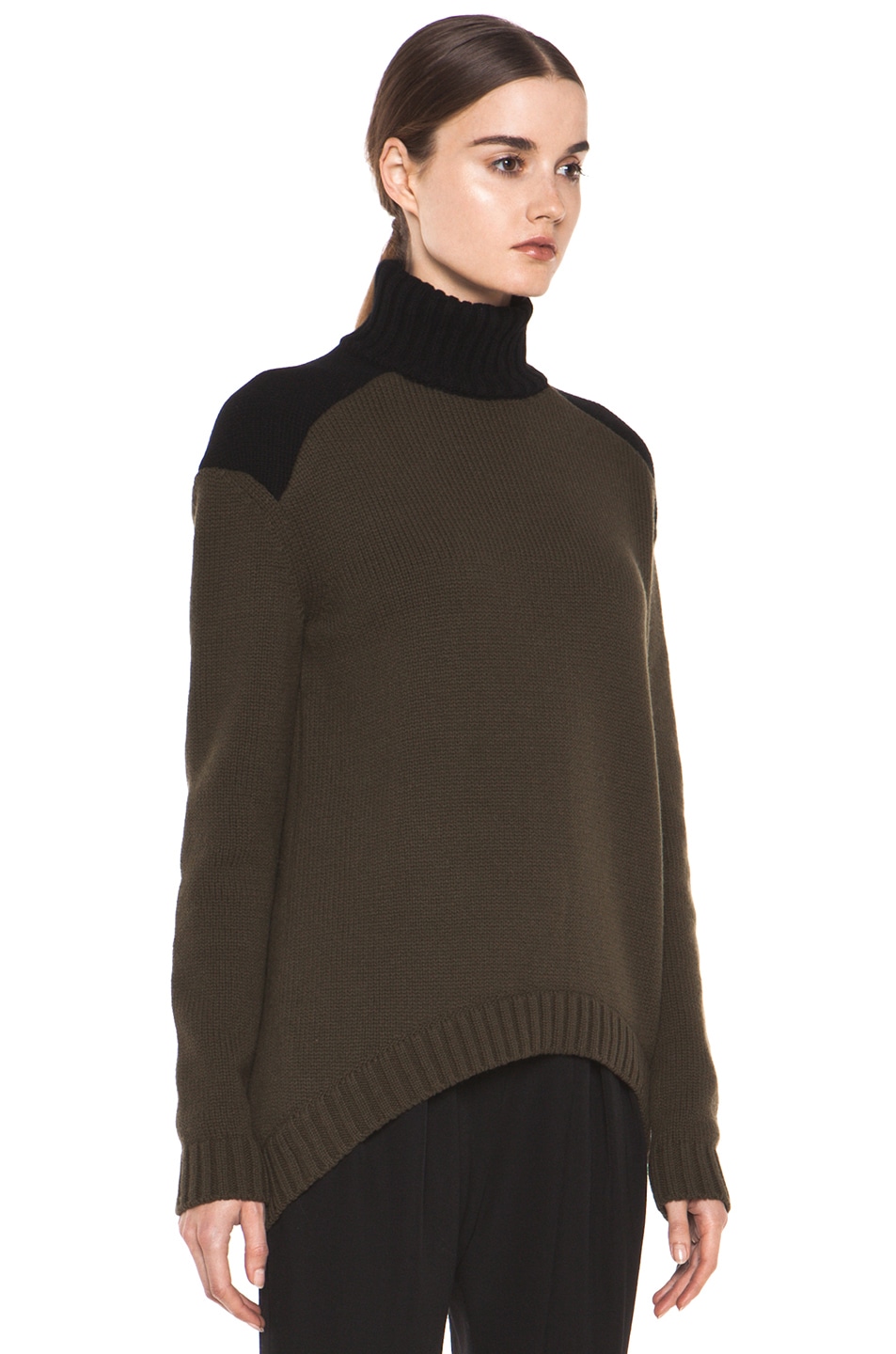 Givenchy Contrast Turtleneck in Dark Green | FWRD