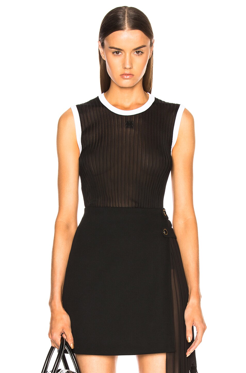 Image 1 of Givenchy 4G Logo Ribbed Tank in Black & White