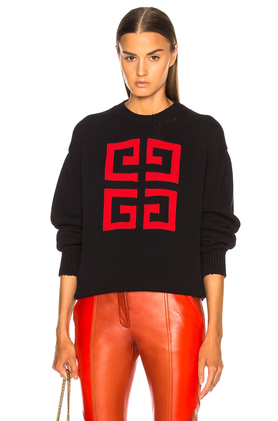 Image 1 of Givenchy Cotton 4G Sweater in Navy & Red
