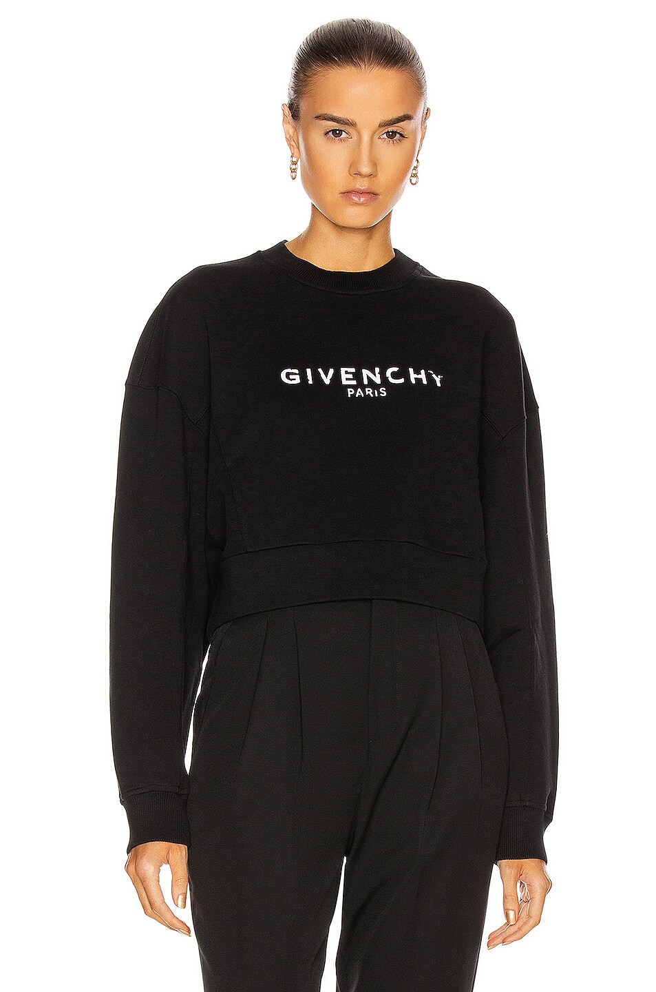 Image 1 of Givenchy Cropped Oversized Sweatshirt in Black