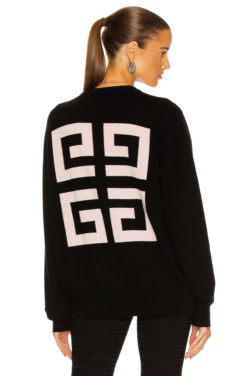 Image 1 of Givenchy Logo Cashmere Sweater in Black & Pink