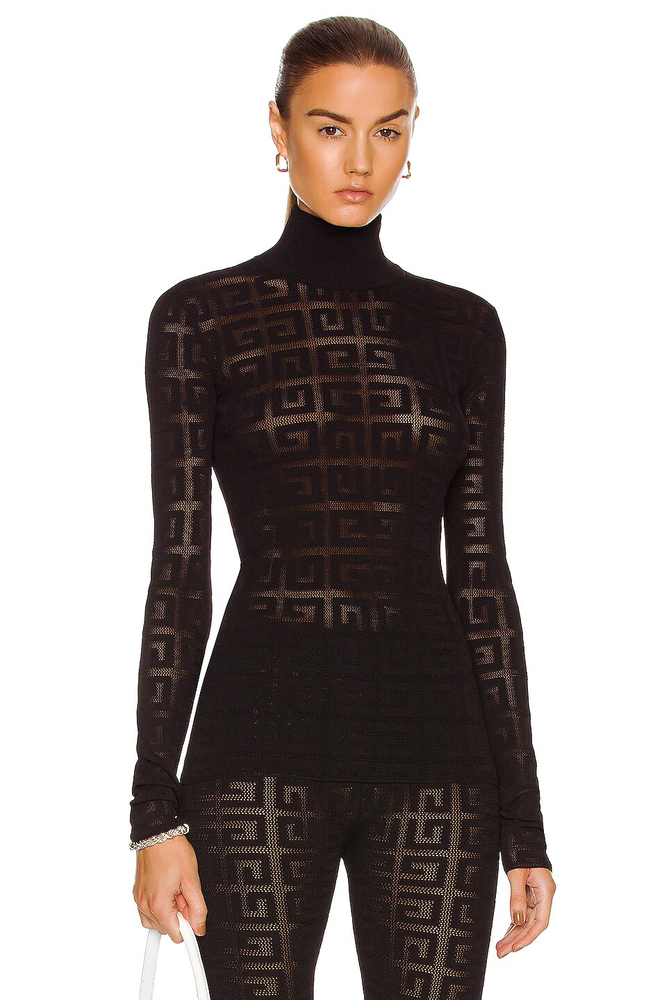 Image 1 of Givenchy All Over 4G Turtleneck Sweater in Black
