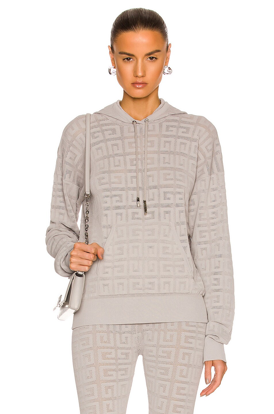 Image 1 of Givenchy 4G Monogram Lace Hoodie in Cloud Grey