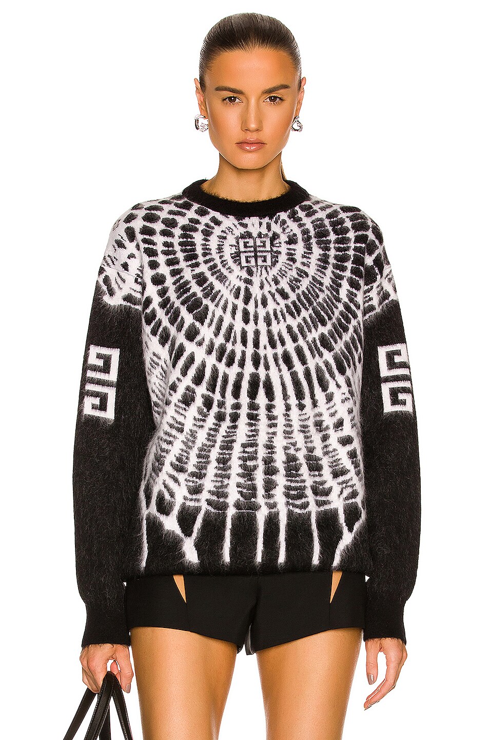 Image 1 of Givenchy Chito Spider Web Crewneck Sweater in Black & White