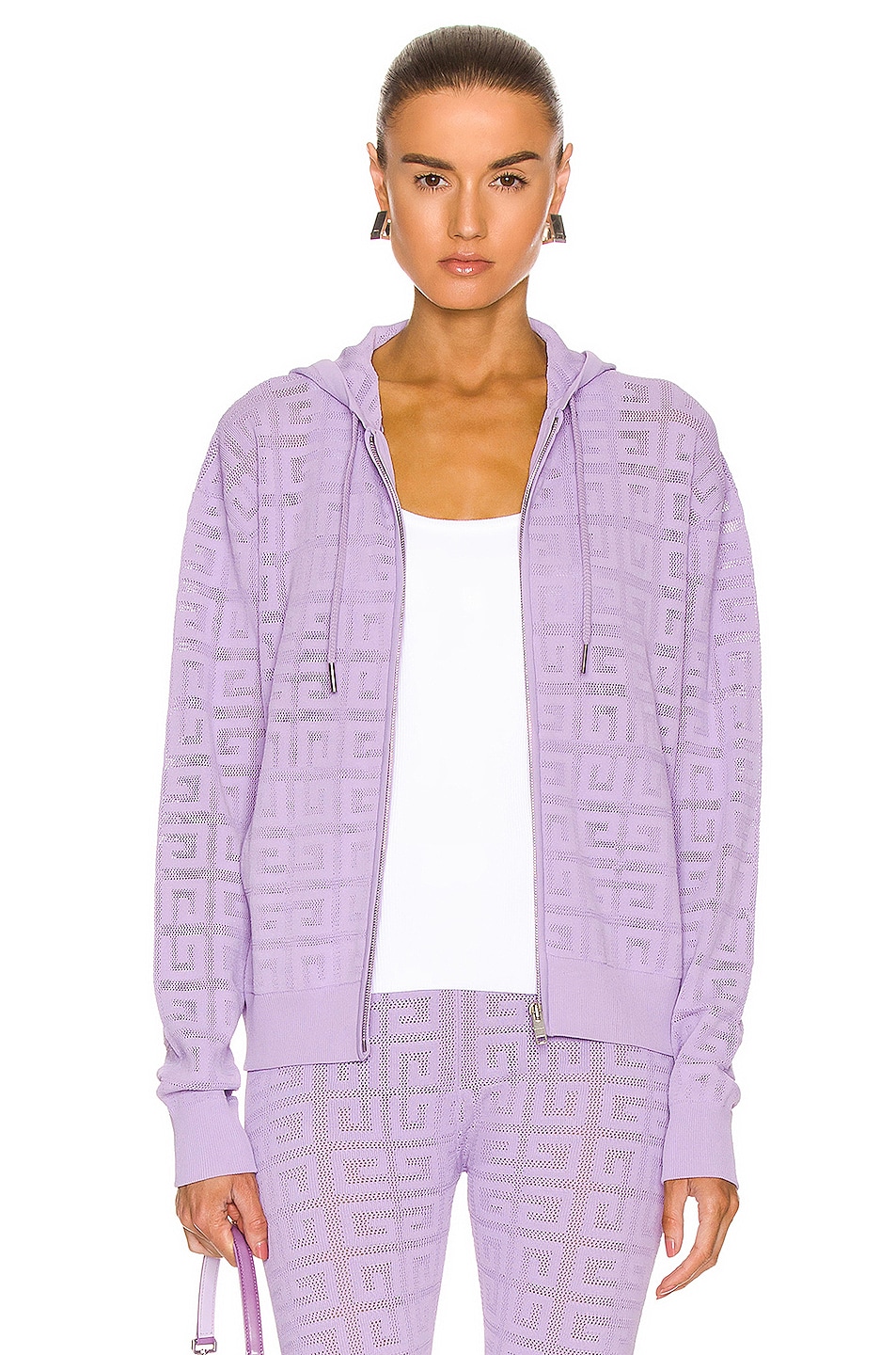 Image 1 of Givenchy 4G Lace Hooded Sweater in Mauve