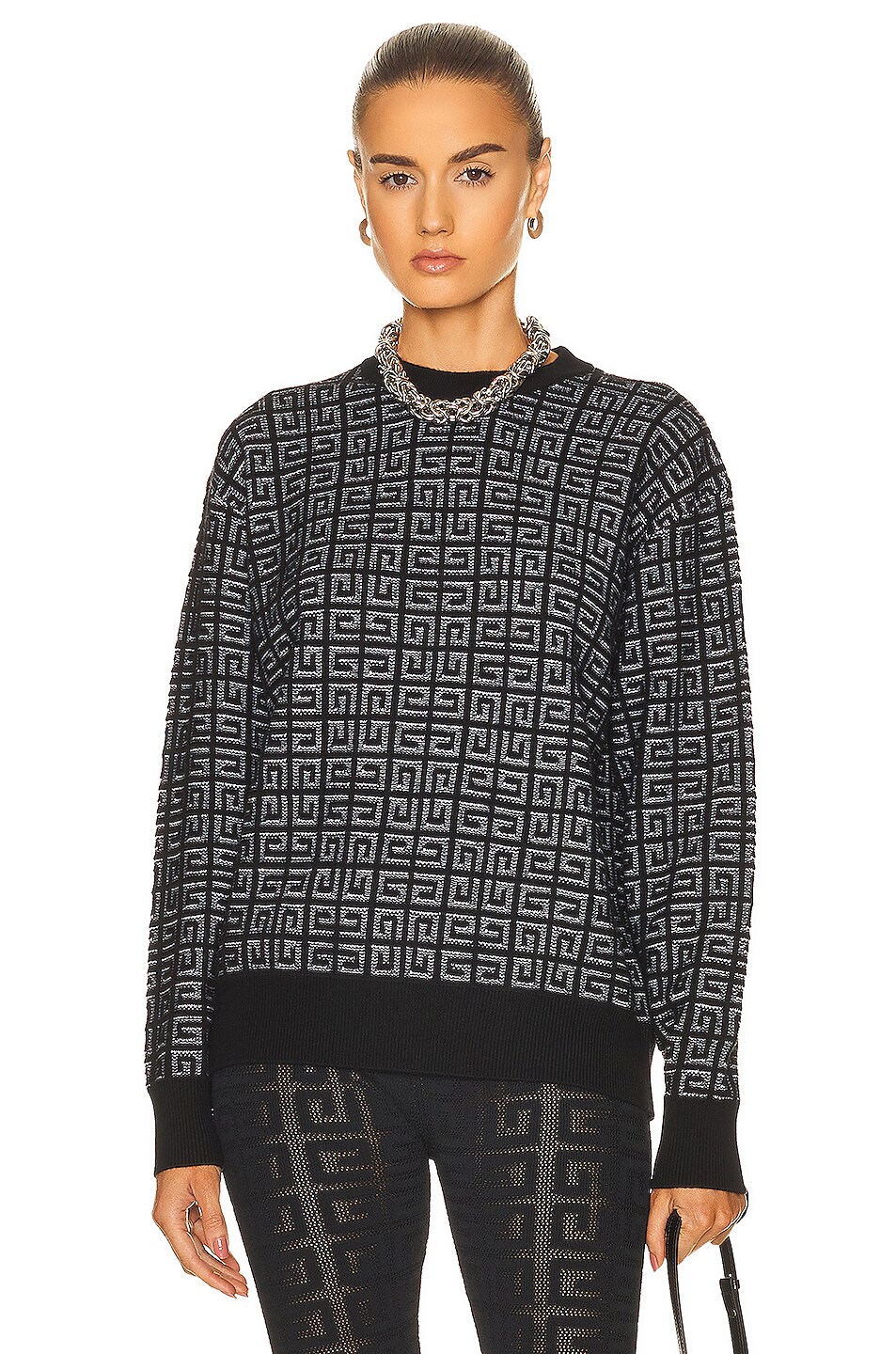 Givenchy Crew Neck Sweater in Black & White | FWRD