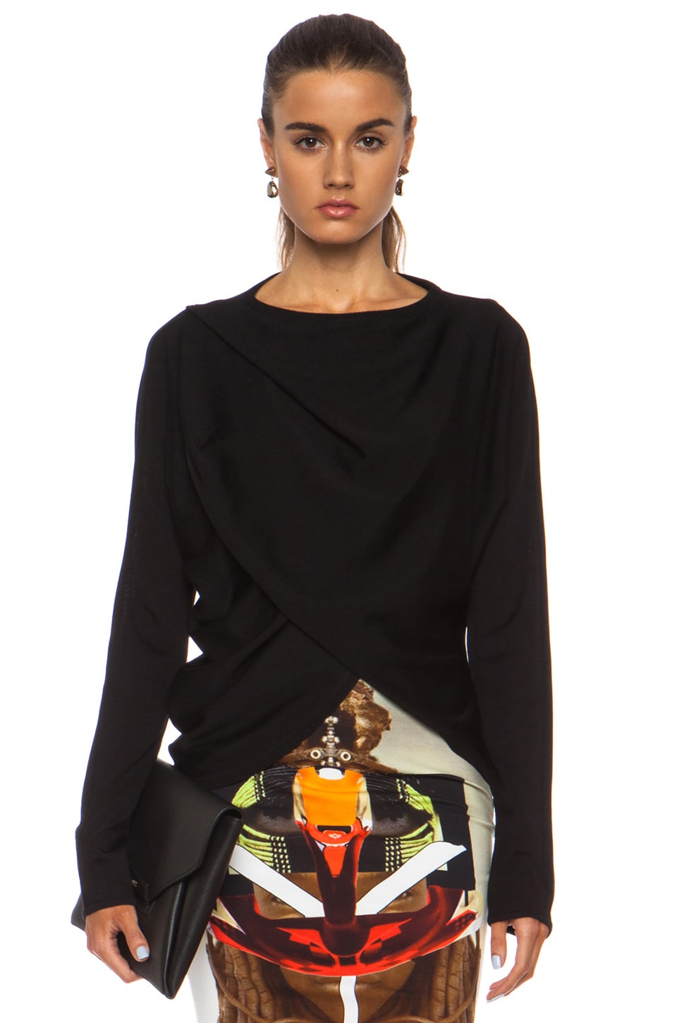 Image 1 of Givenchy Open Back Draped Viscose-Blend Sweater in Black