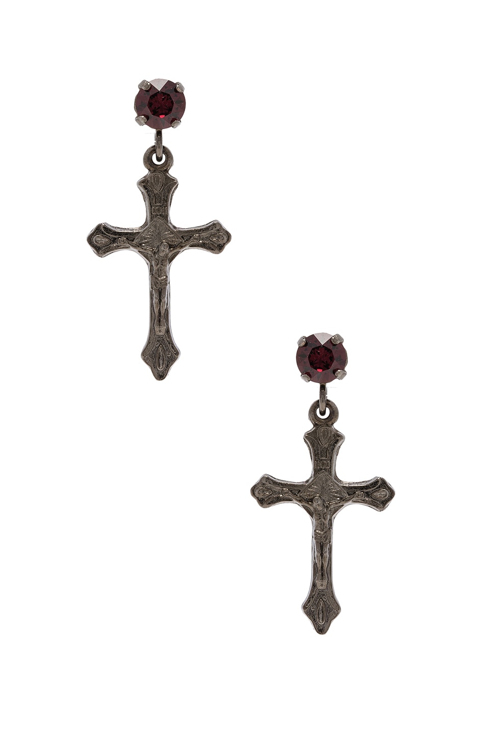 Image 1 of Givenchy Cross Pendant Earrings in Red & Black