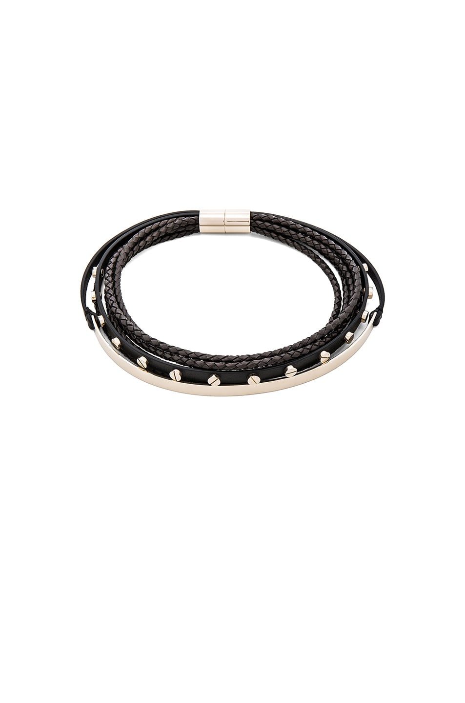 Image 1 of Givenchy Leather & Metal Choker in Black & Pale Gold