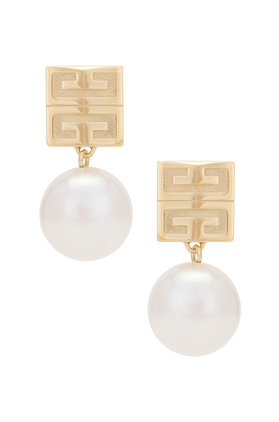 Image 1 of Givenchy G Stud Golden Pearl Earrings in White Golden