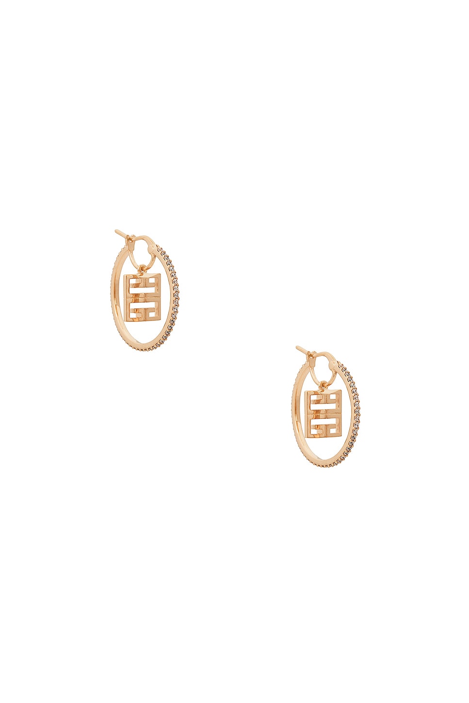 Image 1 of Givenchy 4G Crystal Hoop Earrings in Rose Gold