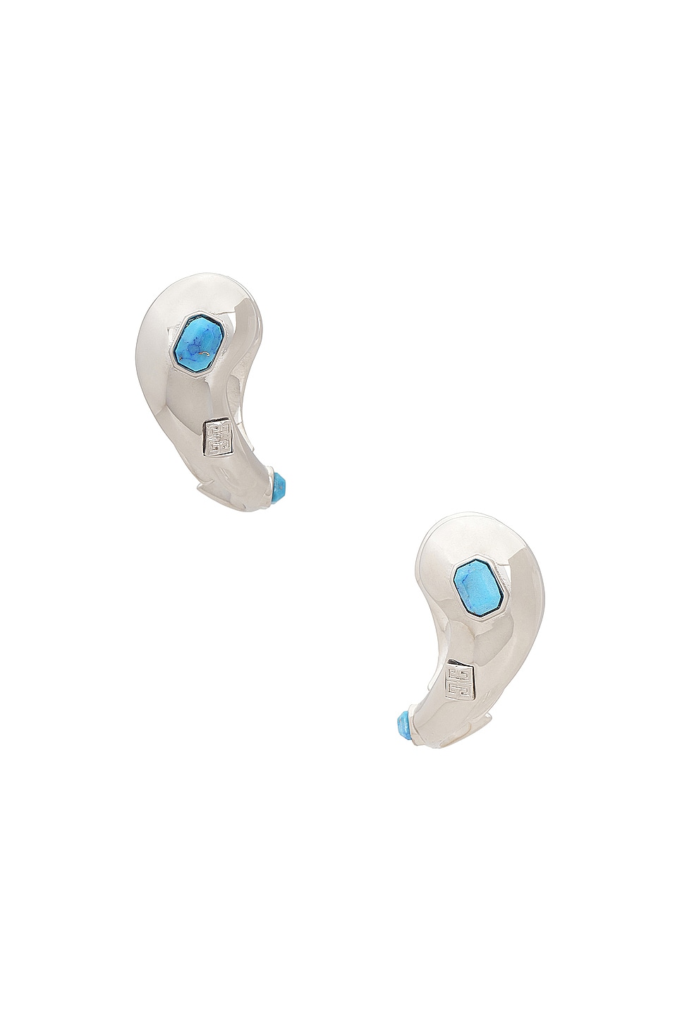 Image 1 of Givenchy Organic Silvery Earrings in Turquoise