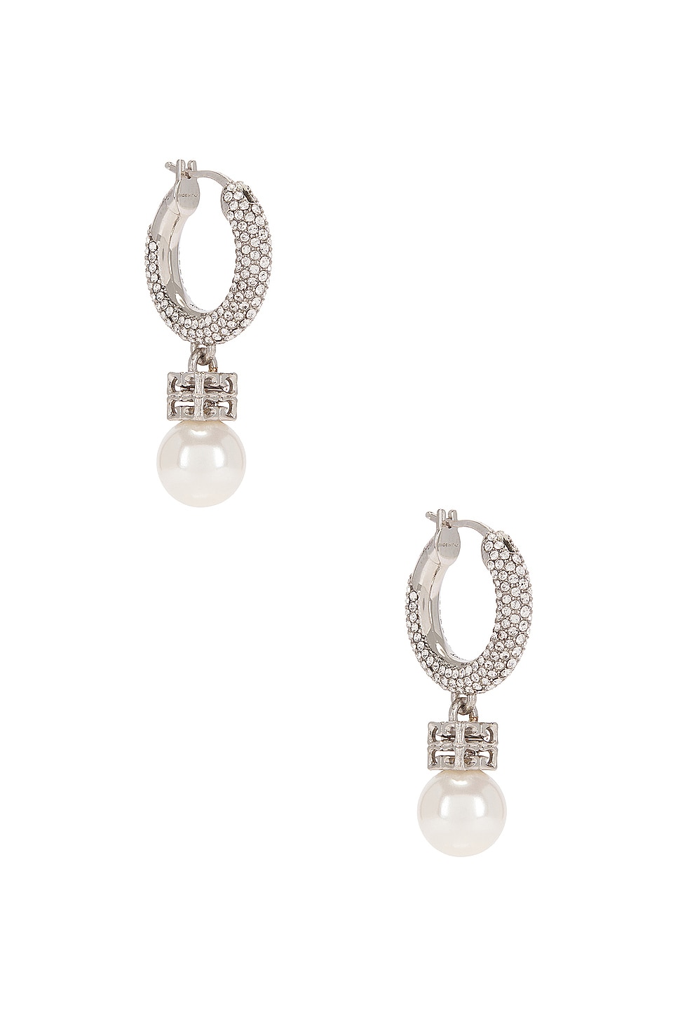 Image 1 of Givenchy Pearl Crystal Hoop Earrings in White & Silvery