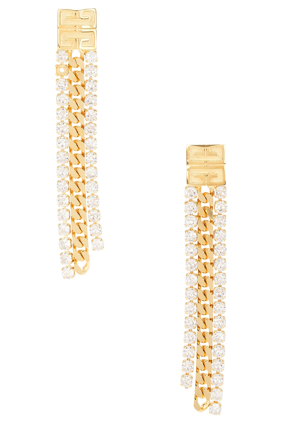 Image 1 of Givenchy 4G Crystal Chain Pendant Earrings in Golden Yellow