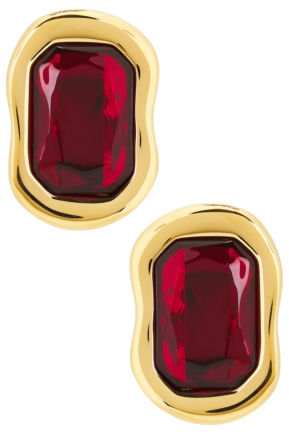 Image 1 of Givenchy Sculptural Earrings in Golden & Red