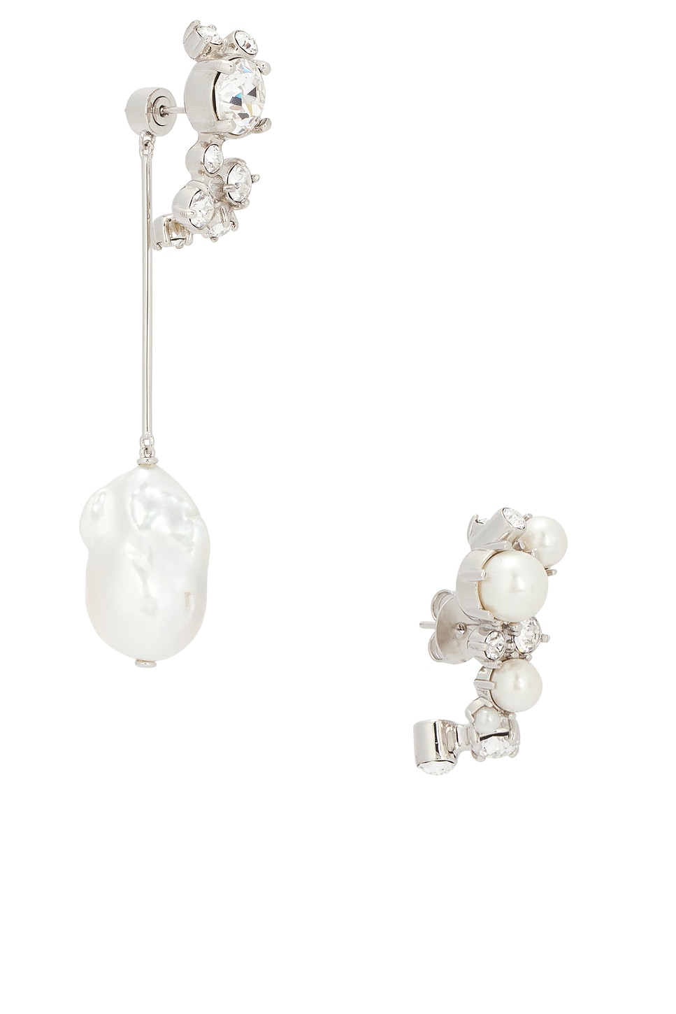 Image 1 of Givenchy Crystal Pearl Silvery Hoops Earrings in White & Silvery