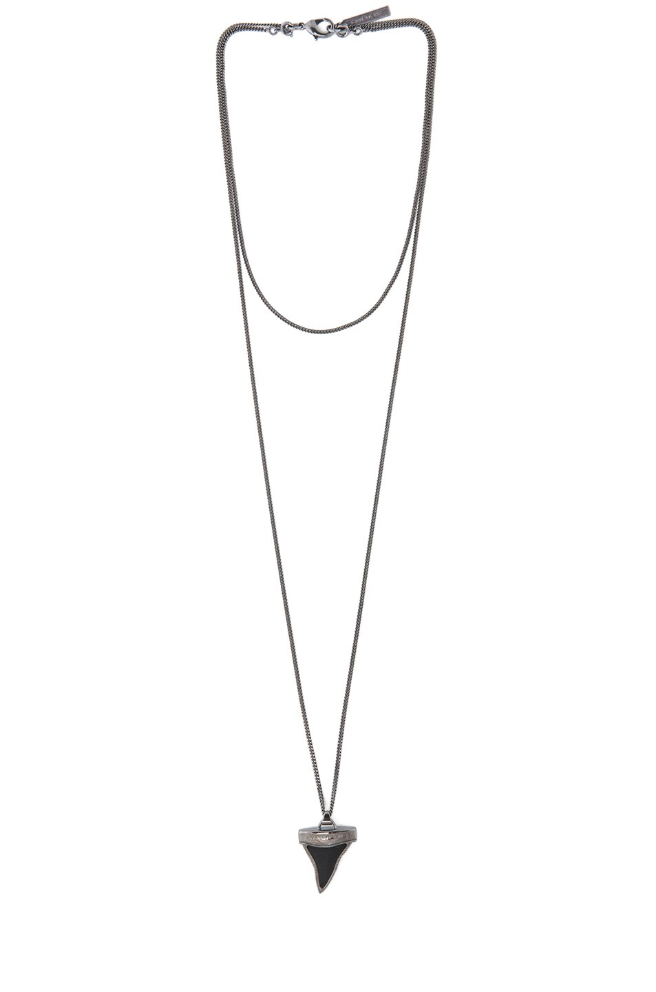 Image 1 of Givenchy Mini Shark Teeth Double Chain Necklace in Gunmetal