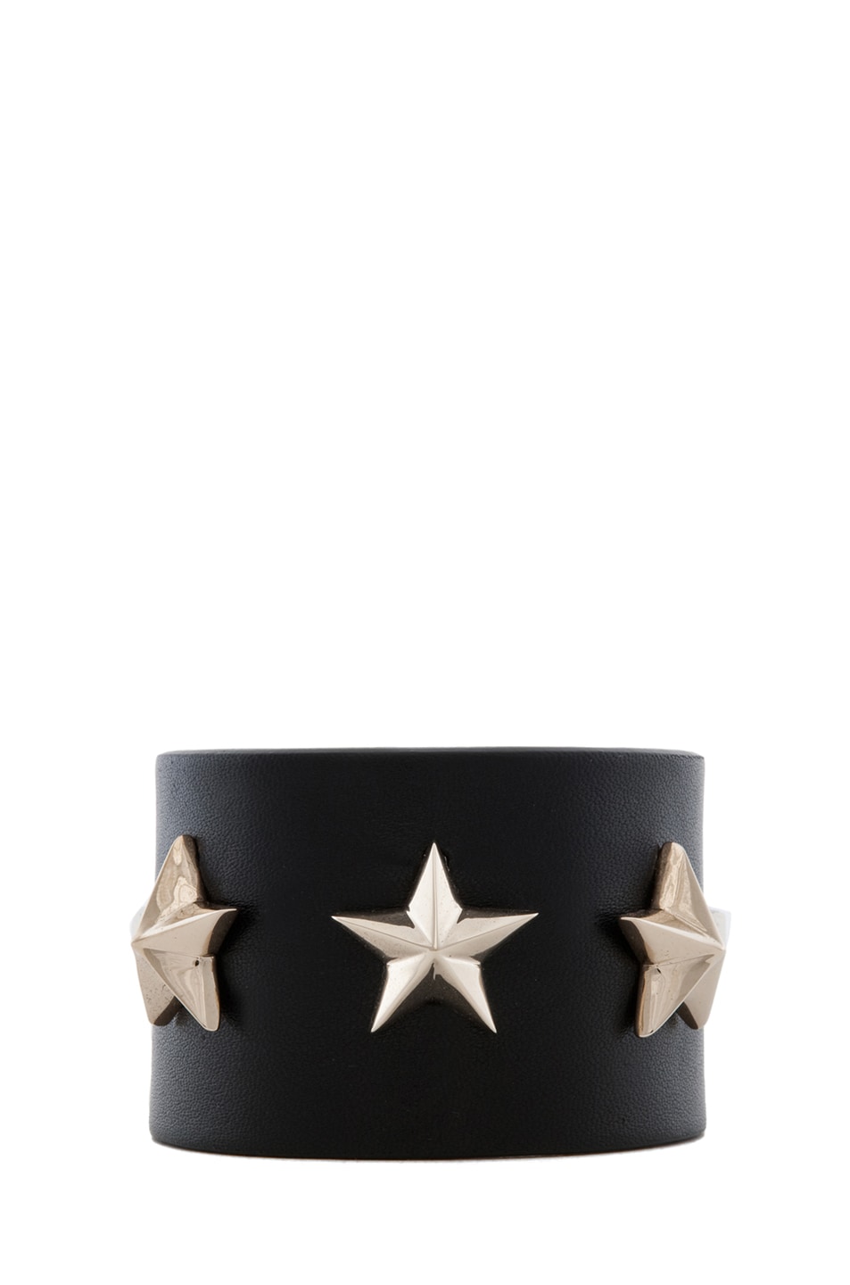 Image 1 of Givenchy Small Leather Star Cuff in Black