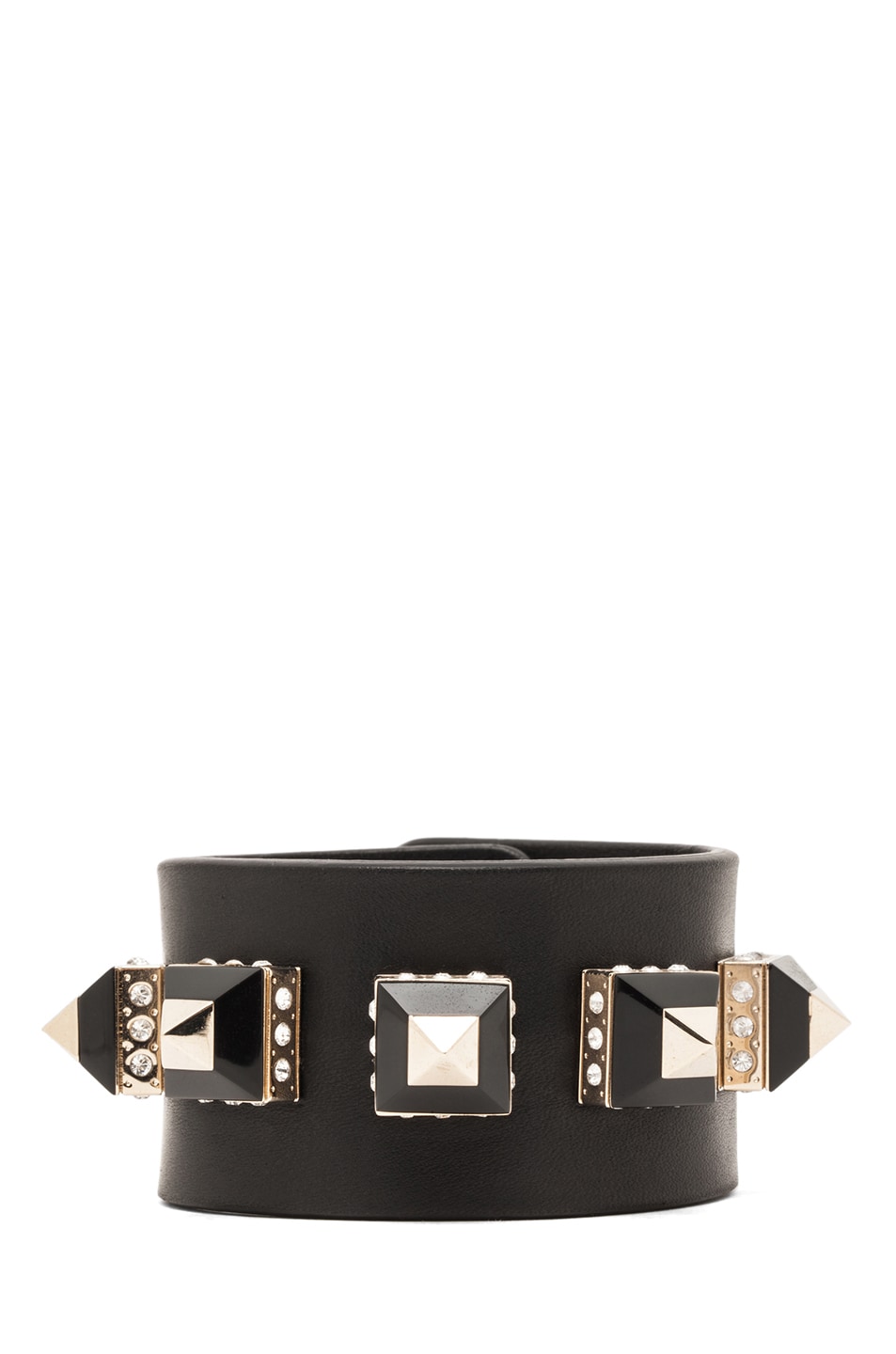 Image 1 of Givenchy Bracelet with Pyramid Studs in Black Leather