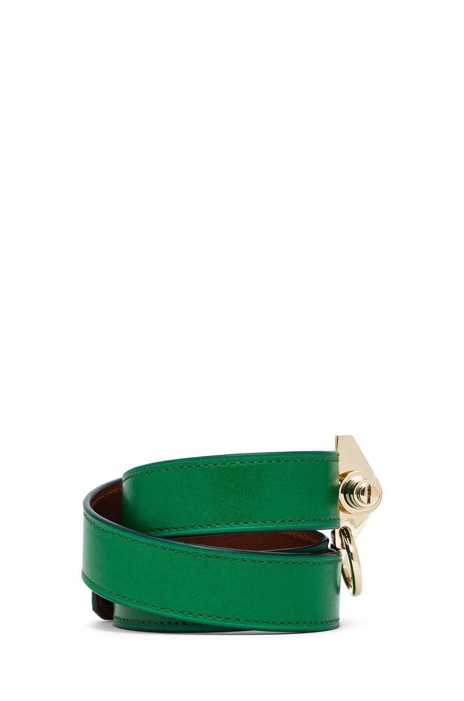 Givenchy Triple Obsedia Calfskin Bracelet in Emerald Green | FWRD